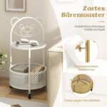 Apvalus dvipakopis stiklinis staliukas su ratukais (Balta)