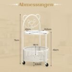 Apvalus dvipakopis stiklinis staliukas su ratukais (Balta)