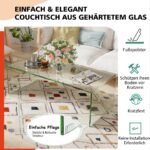 U formos stiklinis staliukas 108 x 50 x 35 cm (Skaidri)