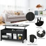 Daugiafunkcis kavos staliukas su pakeliamu stalviršiu (Juoda)