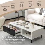 TV spintelė su stalčiumi ir atvira lentyna (Juoda ir balta)