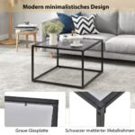 Stiklinis kavos staliukas su metaliniu rėmu (Pilka)