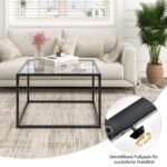 Stiklinis kavos staliukas su metaliniu rėmu (Skaidri)