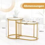 Modernus metalinio rėmo staliukų komplektas (Auksinė)