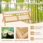 Stalviršis su stikliniu paviršiumi ir bambuko rėmu 120 cm (Natūrali)