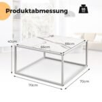 Stačiakampis kavos staliukas su marmuro imitacijos stalviršiu ir metaliniu rėmu (Balta)