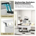 Modernus kavos staliukas su pakeliamu stalviršiu (Balta)