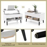 Modernus kavos staliukas su pakeliamu stalviršiu (Balta)