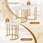 Stalviršių rinkinys su 3 stalais: ovalus ir du apvalūs (Balta)