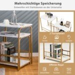 Stalviršis su marmuro imitacija ir metalinėmis kojomis (Balta)