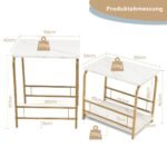 Stalviršis su marmuro imitacija ir metalinėmis kojomis (Balta)