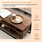 Pusiau surinktas kavos staliukas su daiktadėže ir atviromis lentynomis (Ruda medžio imitacija)