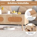 Natūralaus rotango svetainės staliukas su dviem stalčiais (Natūrali)