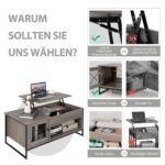 Pakeliamas kavos staliukas su pneumatine pakėlimo sistema (Pilka)