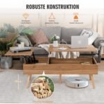 Iškeliamas kavos staliukas su daiktadėže (Ruda)