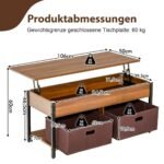 Aukščio reguliavimo kavos staliukas su išimamais stalčiais (Ruda)