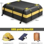 Automobilio stogo bagažinė su vandeniui atsparia danga ir dideliu tūriu (Juoda)