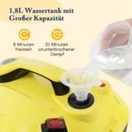 Galingas 1800W daugiafunkcis garų valytuvas su priedais (Geltona)