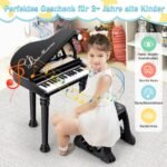 Nešiojamas vaikiškas pianinas su 31 klavišu ir taburetė (Juoda)