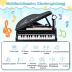 Nešiojamas vaikiškas pianinas su 31 klavišu ir taburetė (Juoda)