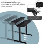 Reguliuojamo aukščio rašomasis stalas su ratukais (Juoda)