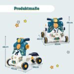 3 viename vežimėlis ir žaidimų automobilis su muzika ir šviesomis (Mėlyna ir balta)