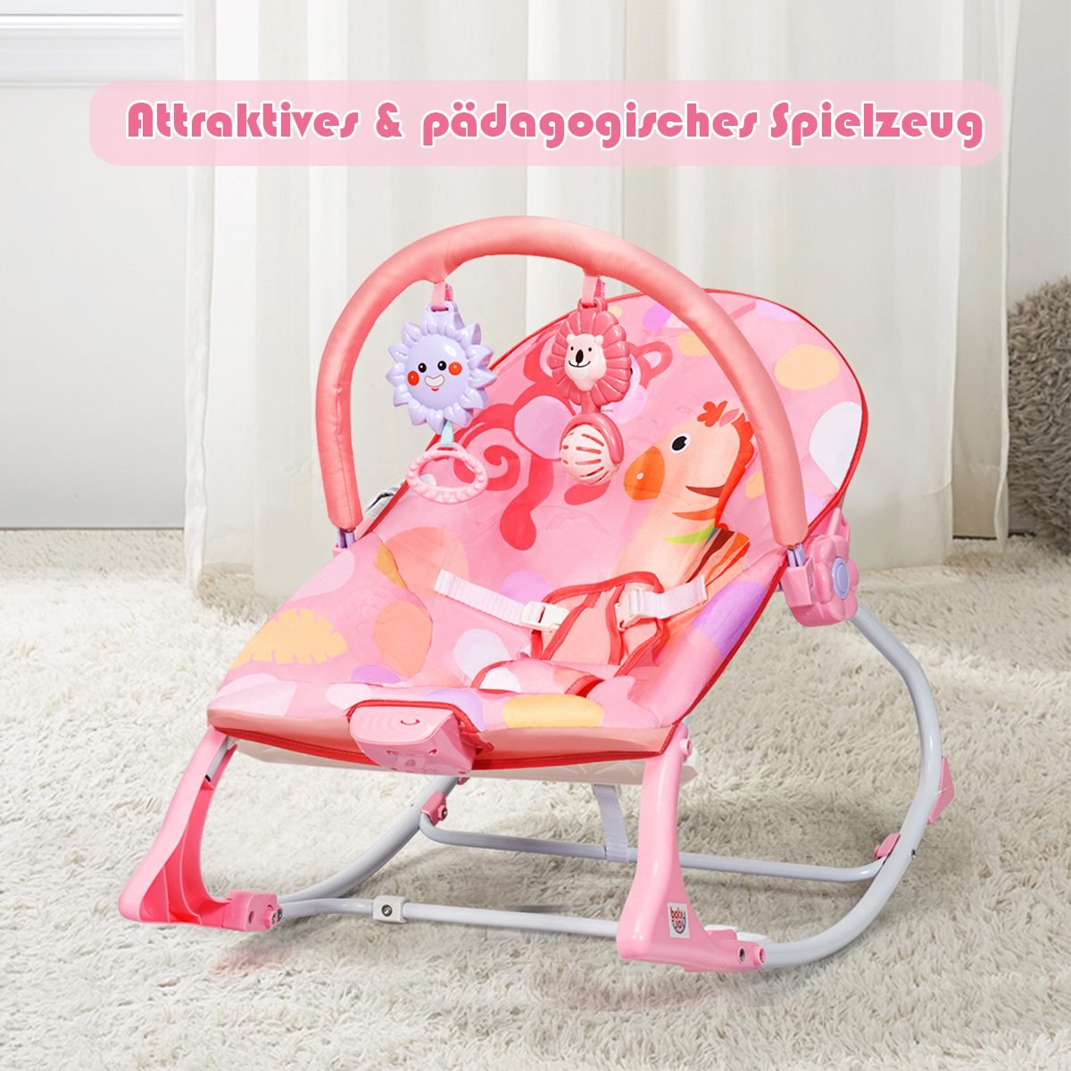 _de_4_46 Kūdikio supynės su vibracija (Rožinė)