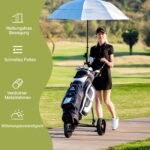 Trijų ratų sulankstomas golfo vežimėlis su reguliuojama rankena (Juoda)