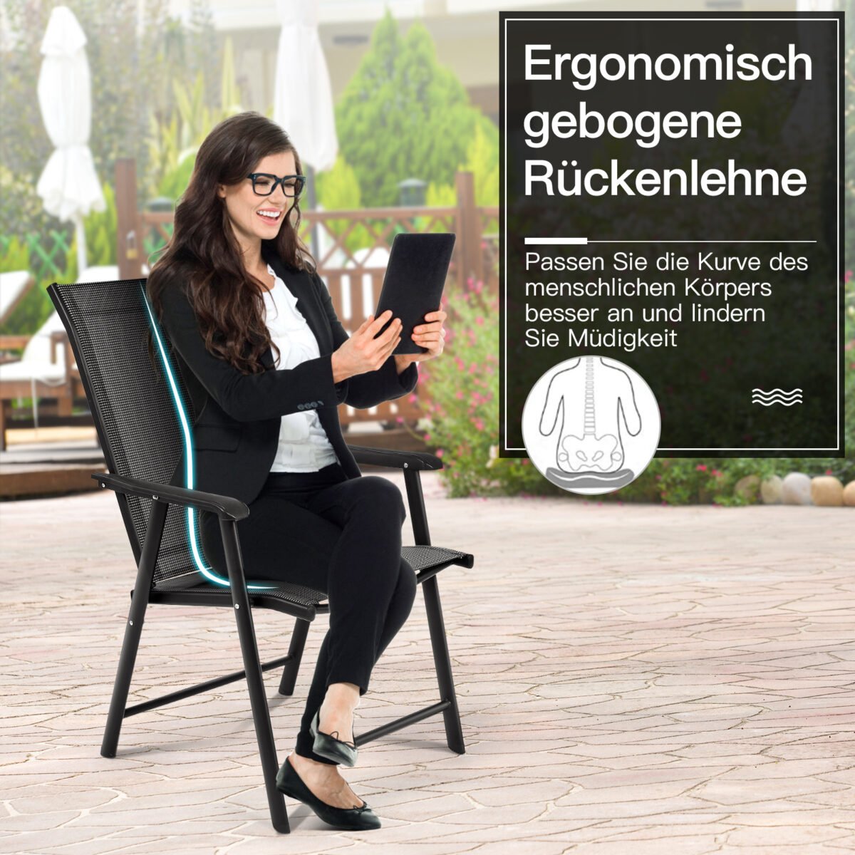 Sulankstomų lauko kėdžių komplektas (2 vnt.) (Pilka)