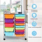 Mobilus penkiolikos stalčių laikymo vežimėlis (Spalvotas)