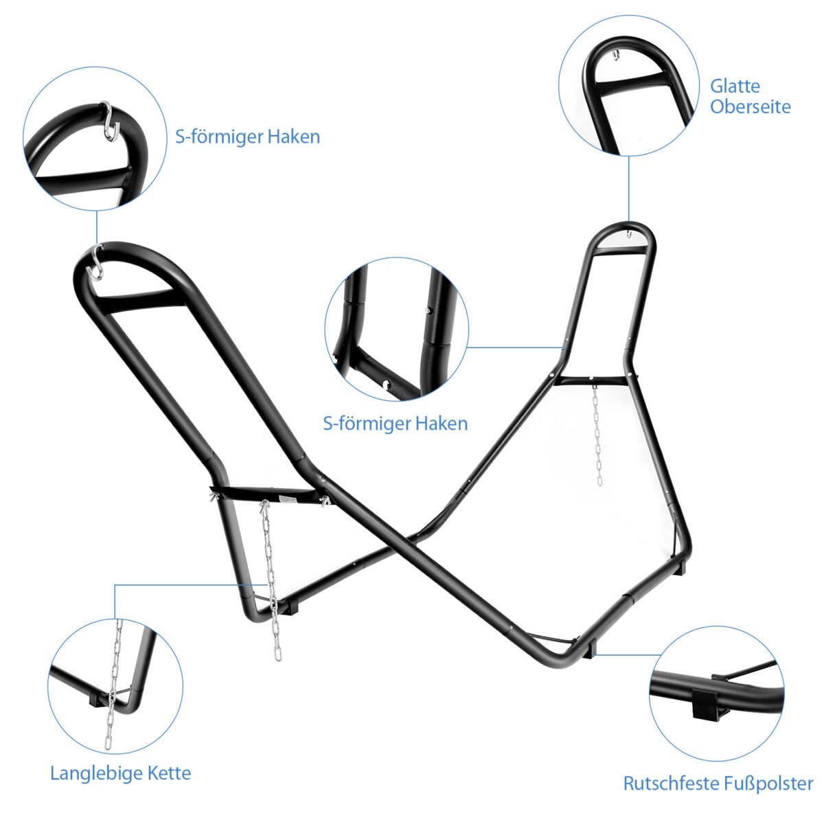 Metalinis hamako stovas 150 kg (Juoda)