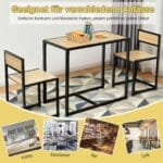 Valgomojo komplektas su stalu ir dviem kėdėmis (Natūrali)