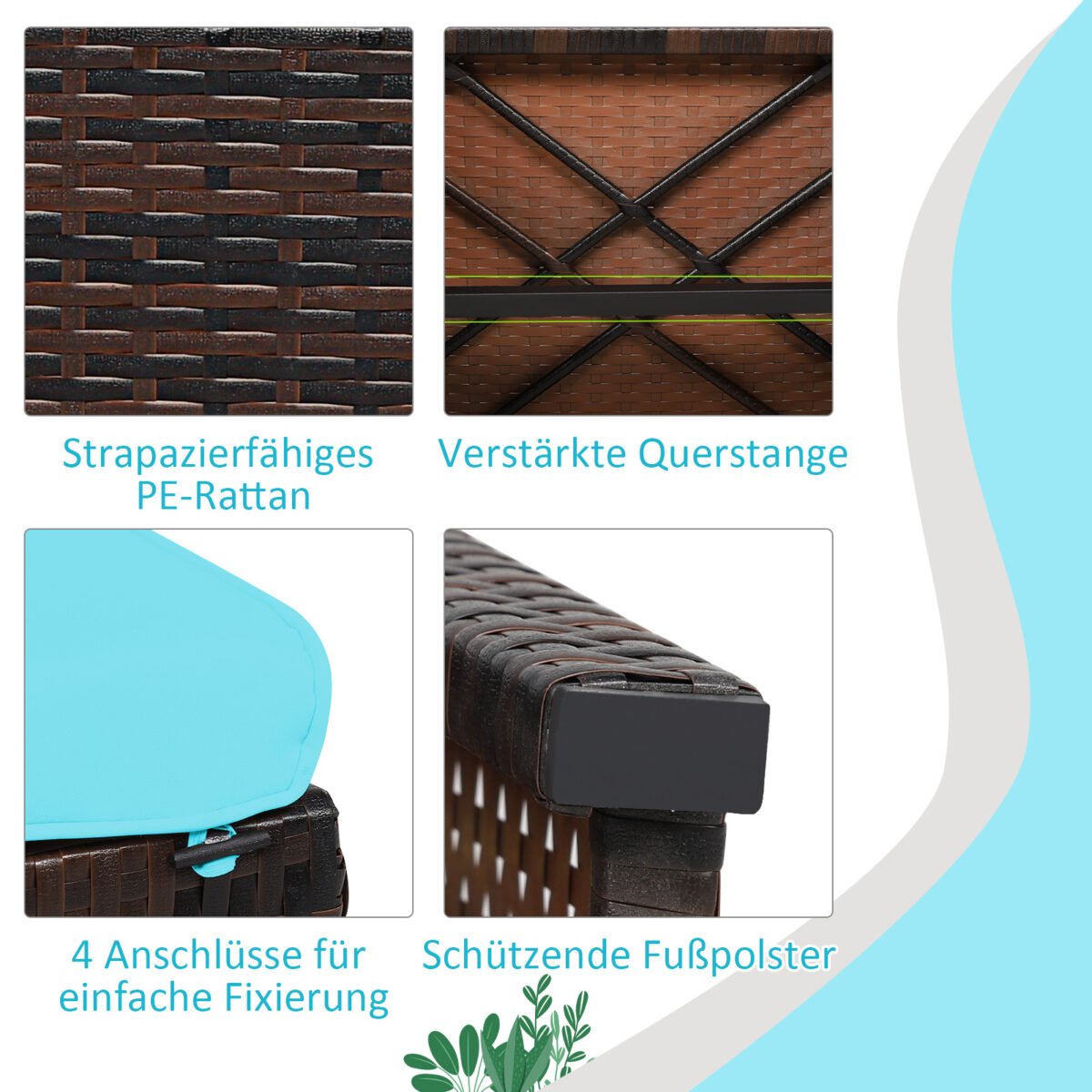 Lauko osomankos su pagalvėmis sintetinio rotango 49 x 40 x 33 cm (Žalia)