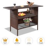 Lauko baro stalas su dvejomis lentynomis (Ruda)