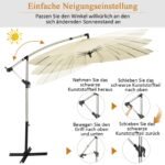 3 metrų skėtis nuo saulės su reguliuojamu kampu ir aliuminio rėmu (Smėlio)