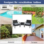 Lauko baldų komplektas su pagalvėmis ir staliuku (Pilka)