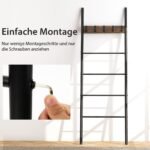 Daugiafunkcis 5 pakopų laiptų tipo lentynų stovas su nuimamais kabliukais (Rustikalūs rudi)