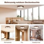 LED dešininis lubinis šviestuvas su medžio imitacijos raštu 24W (Ruda)