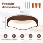 LED dešininis lubinis šviestuvas su medžio imitacijos raštu 24W (Ruda)