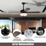 Lubinis ventiliatorius 132 cm su nuotolinio valdymo pulteliu (Juoda)