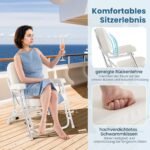 Sulankstoma aliumininė valties sėdynė su paminkštintu atlošu ir porankiais (Balta)