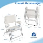 Sulankstoma aliumininė valties sėdynė su paminkštintu atlošu ir porankiais (Balta)