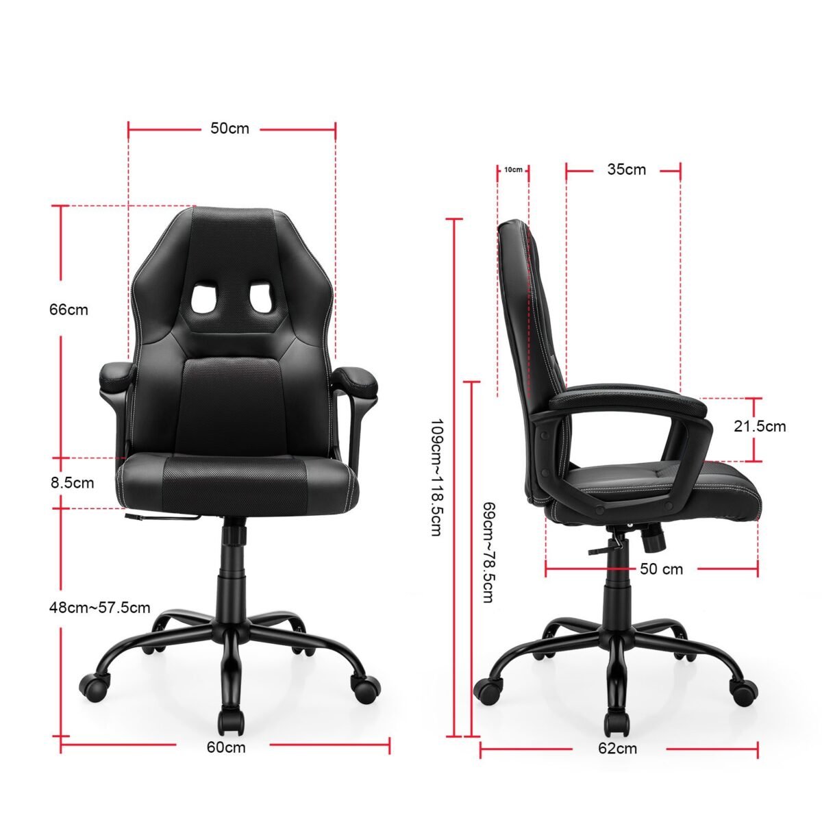 Ergonomiška žaidimų kėdė reguliuojamo aukščio (Juoda)