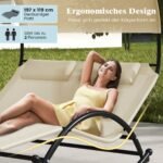 Dvigulė lauko gultavietė su stogeliu (Smėlio)