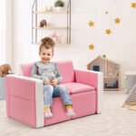 Vaikiška 2-in-1 sofa su stalu ir kėdėmis (Rožinė)
