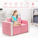 Vaikiška 2-in-1 sofa su stalu ir kėdėmis (Rožinė)