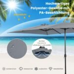 Dvigubas 426 cm sodo skėtis nuo saulės (Pilka)