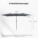 Dvigubas 426 cm sodo skėtis nuo saulės (Pilka)