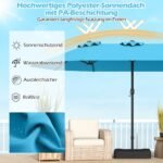 Didelis dvipusis skėtis nuo saulės su rankena ir UPF 50 (Turkio)