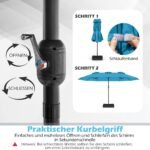 Didelis dvipusis skėtis nuo saulės su rankena ir UPF 50 (Turkio)